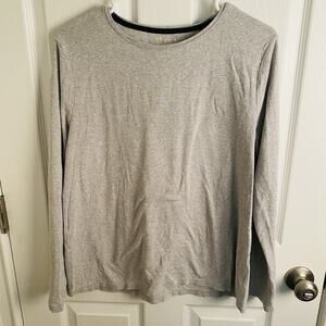 Talbots 100% Pima Cotton Tee Long Sleeve Top Womens XL Minimalist Light Gray